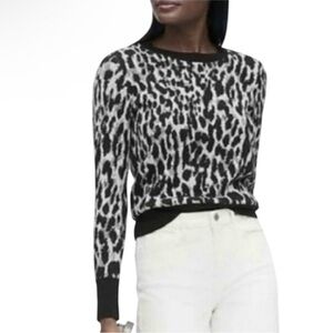 Banana Republic Leopard Print Black and White Sweater